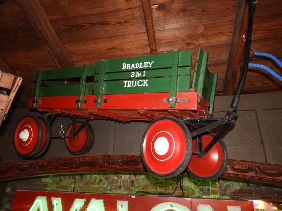 Bradley wooden 3 in 1 wagon w/ dual rear wheels