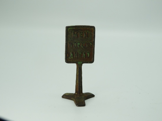 Cast iron "Men Working Ahead" toy sign