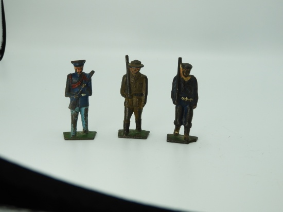 (3) cast iron soldiers, each 1"Wx3"T