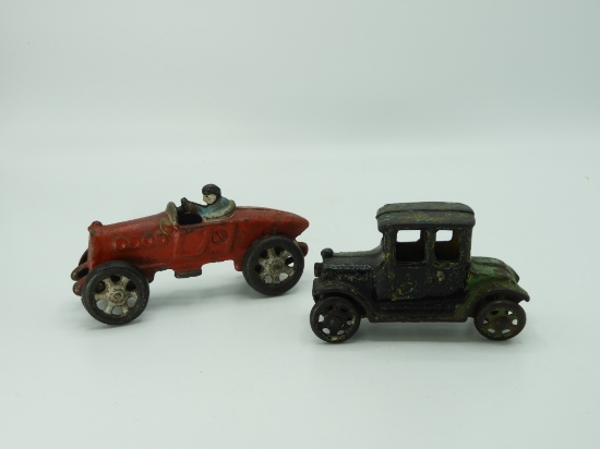 Cast iron race car 5"Lx2", & cast iron model T 4"L