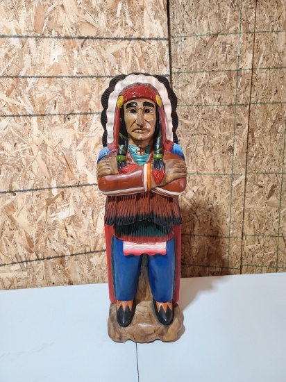 Hand carved wooden cigar store Indian, 36in