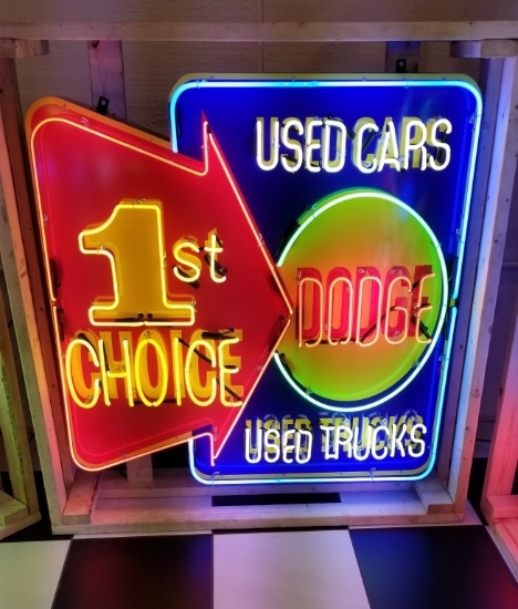 Dodge 1st choice tin neon sign, with flasher, 48x4