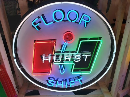 Hurst shifter tin neon sign, 48x48in   
