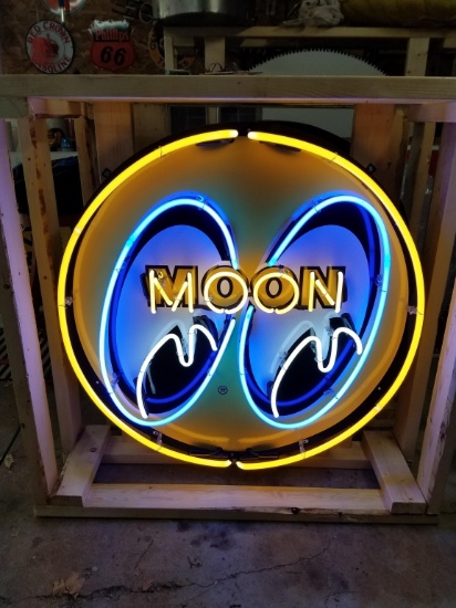 Moon eyes tin neon sign, 36in