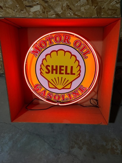 Shell tin neon sign, 24in