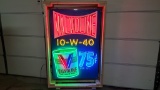 Valvoline tin neon sign, with flasher, 36x55in   