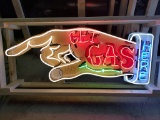 Get Gas Here tin neon sign, with flasher, 24x60in 