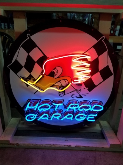 Hot Rod Garage tin neon sign, 36in