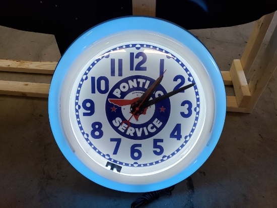 Pontiac neon clock, restored, 26in