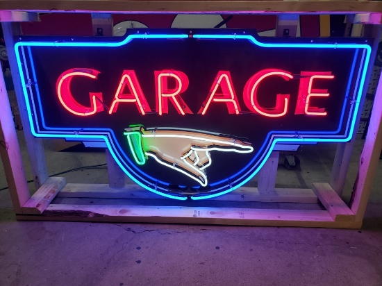 Garage tin neon sign, with flasher, 33x60in 