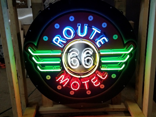 Route 66 Motel tin neon sign, 36in