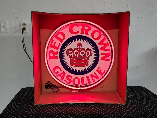 Red Crown tin neon sign, 24in