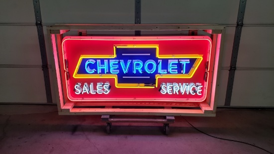 Chevrolet tin neon sign, 72in, with flasher