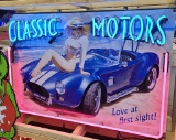 Classic Motors tin neon sign, 48in