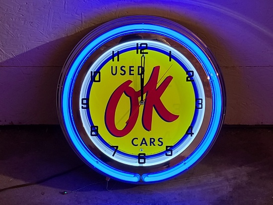 OK Ued Cars Tin Neon Sign