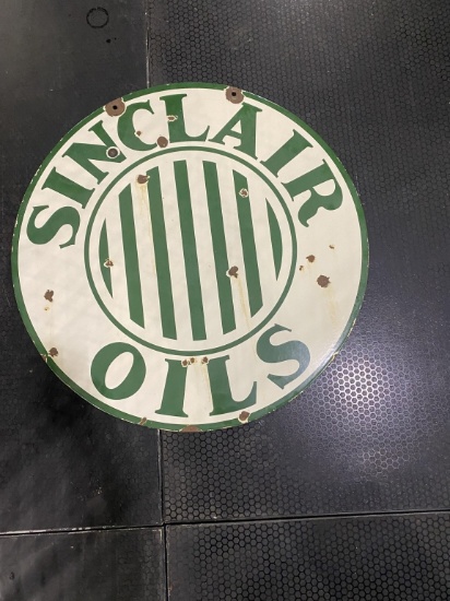 Sinclair Oils sign. Double sided porcelain. 30”