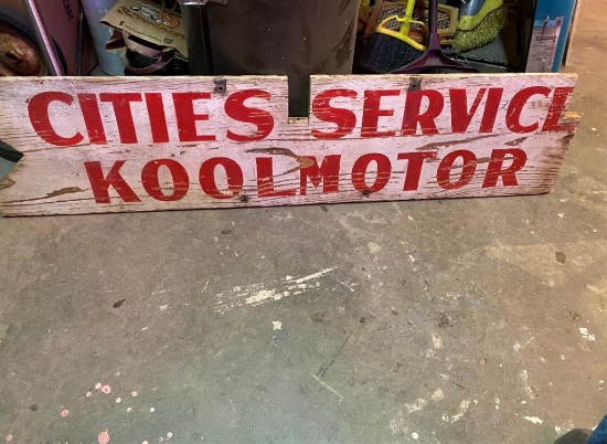 City Service wooden sign, 1950's 49"x11 1/2"