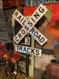 Rail Road Crossing sign, 3 tracks, mounted