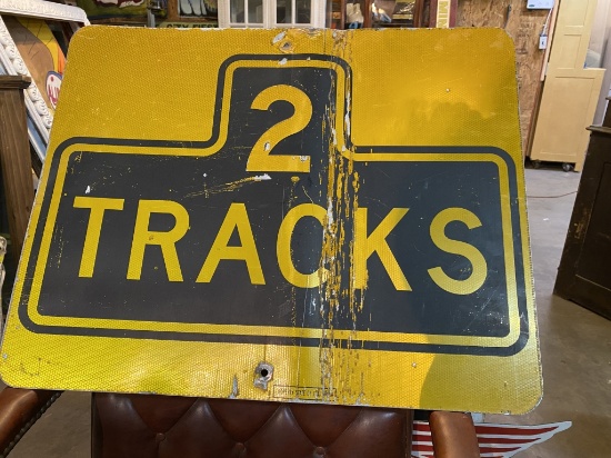 2 Tracks railroad sign from Hwy Dept of Ca.