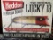 Heddon Lucky 13 lure sign, 20x18