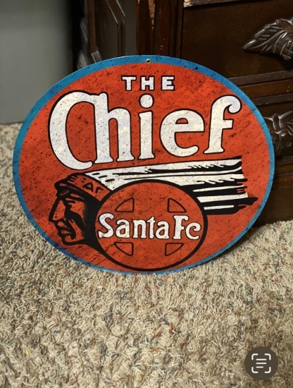The Chief Santa Fe SSP 14"dia - Decorator replica sign