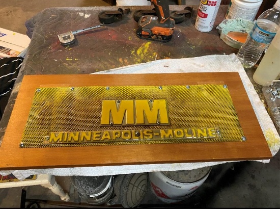 M&M Minneapolis Moline metal & wood sign 24"x11"