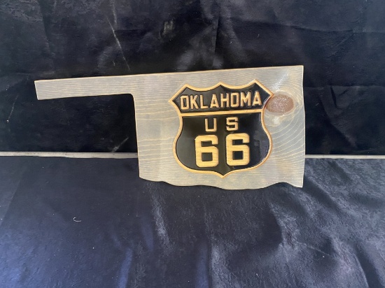 OK Route 66 wood sign, 10x21