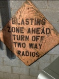 Wooden Blasting Zone sign, 47x47