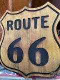 Wooden Route 66 sign