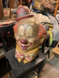 Clown head for blowing up helium balloons
