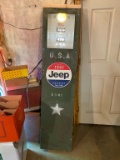 Jeep gas pump door lighted wall hanger, 17 cents p