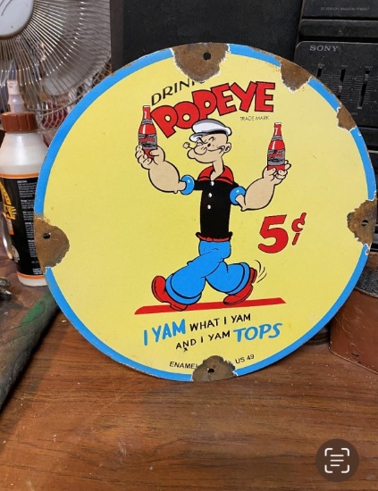 Popeye 5 cent drink SSP, 1949, 11 3/4