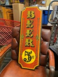 5 cent beer wooden sign 12x32