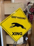 Greyhound Xing, metal, 1989, 12x12
