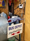 Greyhound bus depot, 35x51, w/ scroll hanger