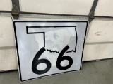 Rare Route 66 OK bridge sign, 36x42 SS metal