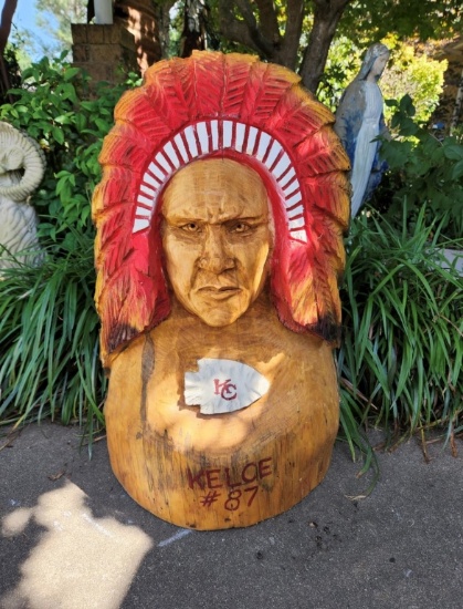Hand carved Kansas City Chiefs Travis Kelce bust