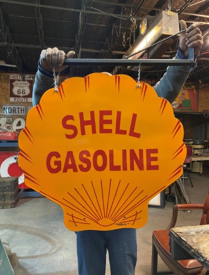 Shell DSP dated 1939 hanging from scroll, 30"