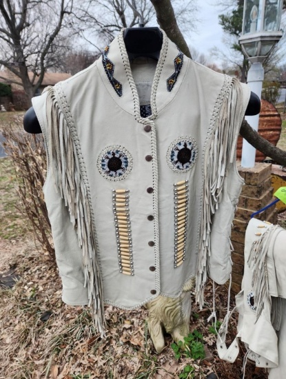 Native American leather riding suit