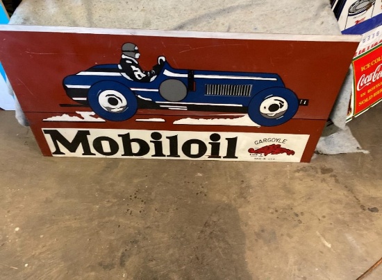 Mobiloil Gargoyle metal painted sign