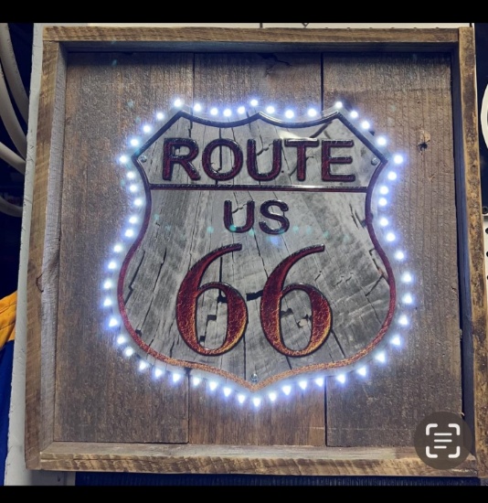 Route 66 lightup sign 17 1/2Lx17 1/2Hx2W