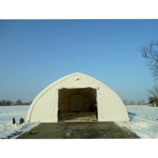Golden Mount 30’ x 65’ x 15’ Peak Roof Storage Shelter - New!