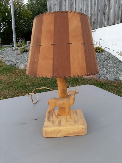 Wood Lamp with Deer & Shade!