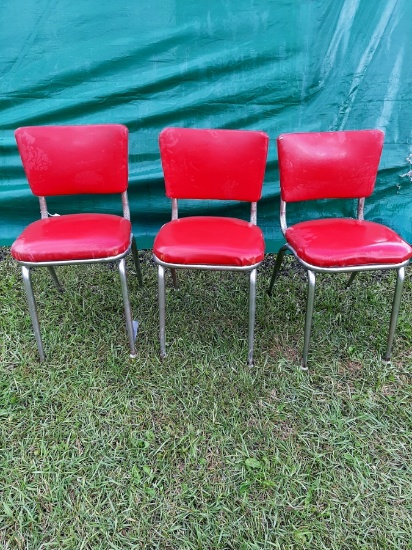 Chrome & Red Vinyl Kitchen Chairs!