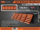 TMG Industries 10’ Heavy Duty 30 Drawer Work Bench - New!