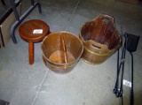 Rustic Milking Stool & Divided Wood Bucket, Etc.!