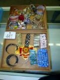 Costume Jewellery in Wood Box!