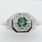 Sterling Silver Emerald & Cubic Zirconia Ring - New!