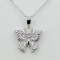 Sterling Silver Diamond Butterfly Pendant & Chain - New!
