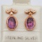 Sterling Silver Rose Amethyst Earrings - New!